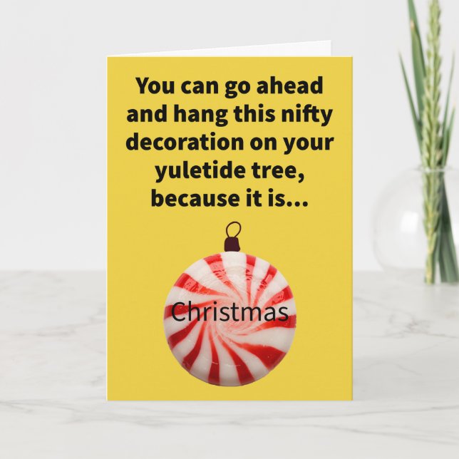 Funny Pun Christmas on-a-mint Merry Christmas Card (Front)