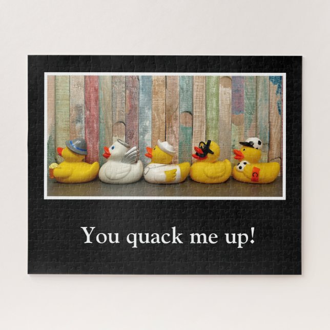 Funny Pun Clever Quack Rubber Duckie Duck Bird Jigsaw Puzzle (Horizontal)