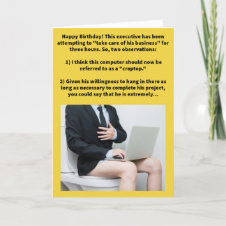Funny Pun Constipatient Happy Birthday Card