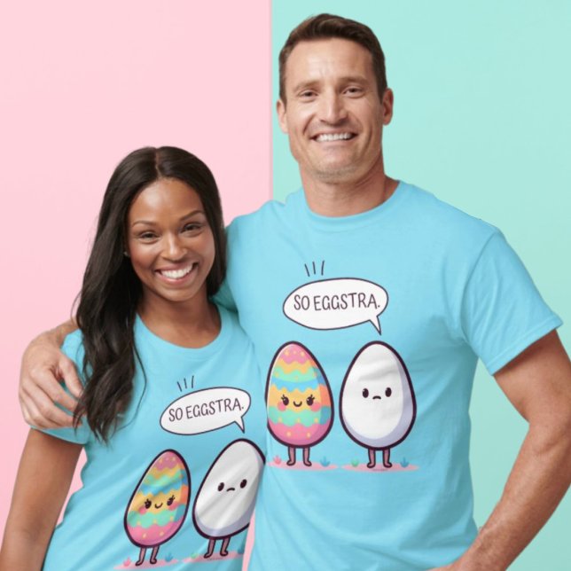 Funny Pun Cute Comic Pastel Easter Eggs So Eggstra T-Shirt (Funny Pun Cute Comic Pastel Easter Eggs So Eggstra T-Shirt.)