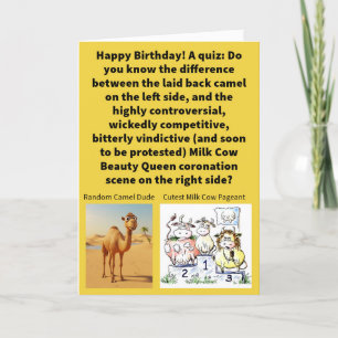 Funny Pun Dromedary vs Dairy Drama Happy Birthday Card
