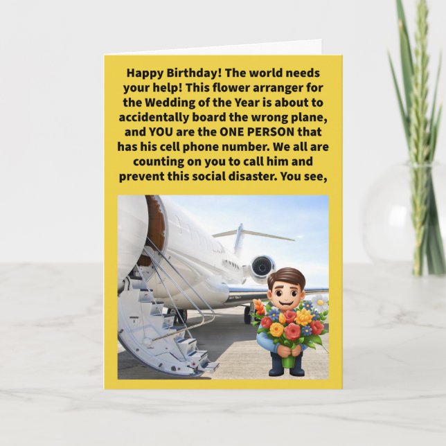 Funny Pun Florist Flyers Happy Birthday  Card (Front)