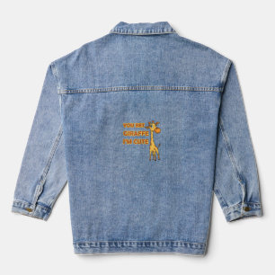 Funny Pun Giraffe I'm Cute Denim Jacket