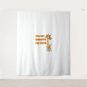 Funny Pun Giraffe I'm Cute Tapestry