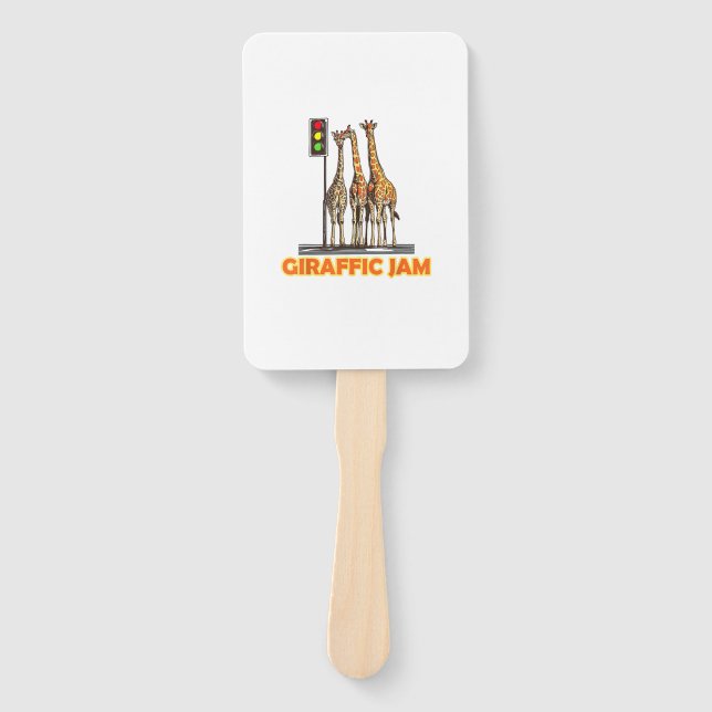 Funny Pun Giraffe Jam  Hand Fan (Front)