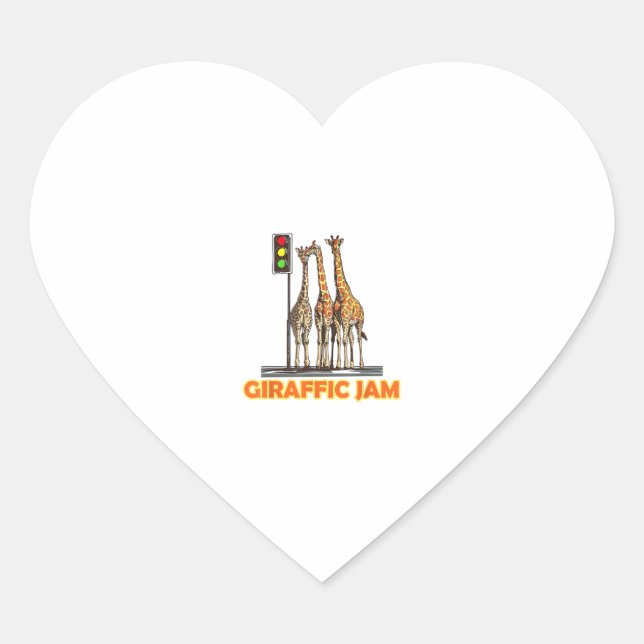 Funny Pun Giraffe Jam  Heart Sticker (Front)