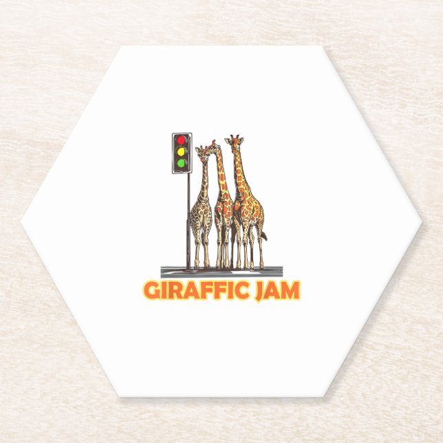 Funny Pun Giraffe Jam  Paper Coaster (Front)