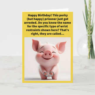 Funny Pun Ham Cuffs Happy Birthday Card