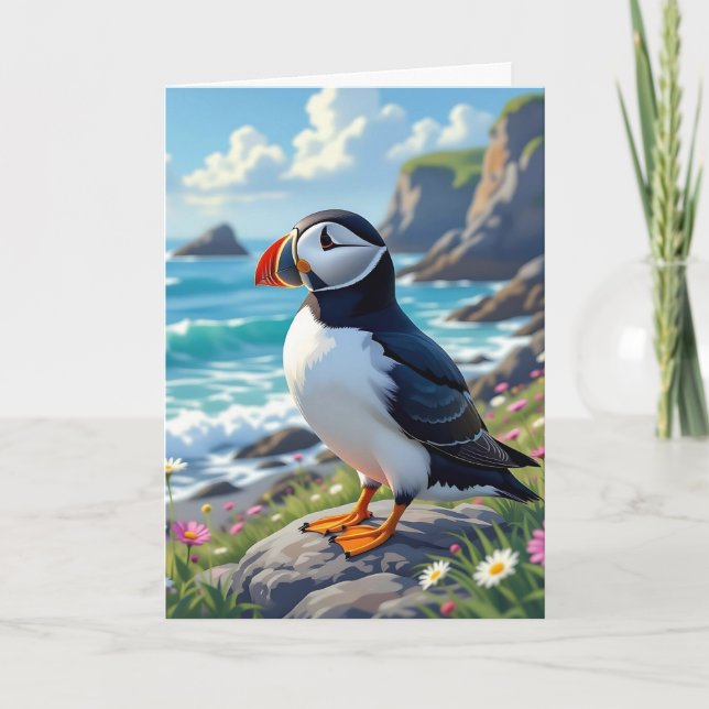 Funny Pun | Happy Birthday Puffin Card (Front)