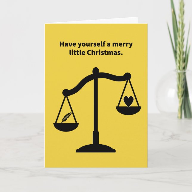 Funny Pun Heart Lighter than a Feather Christmas Card (Front)