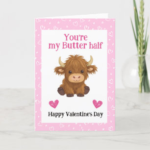 Funny Pun Highland Cow Valentine Holiday Card