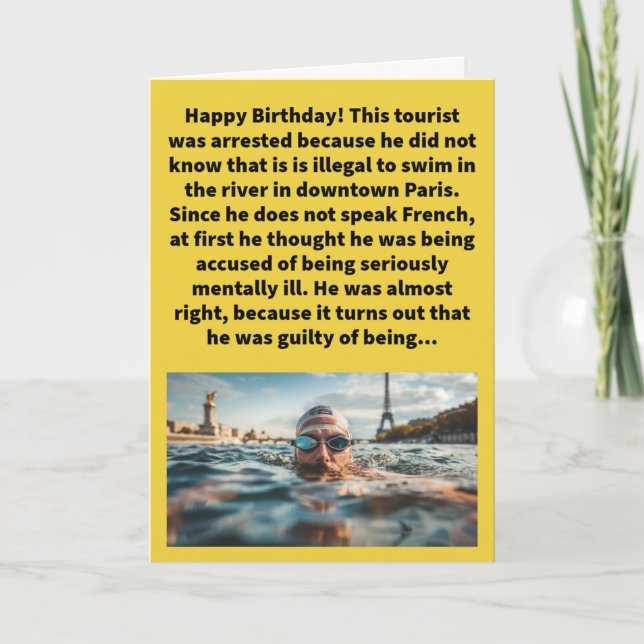 Funny Pun In Seine Happy Birthday Card (Front)
