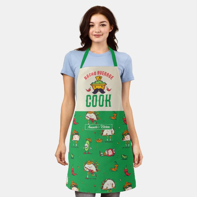 Funny Pun Nacho Average Cook Mexican Food Lover Apron (Worn)