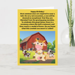 Funny Pun No Bell Prize Happy Birthday Card