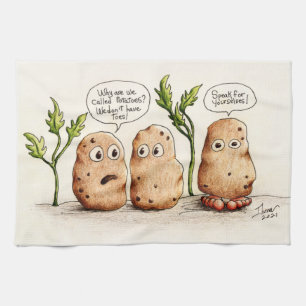 Funny Pun Potatoes Tea Towel