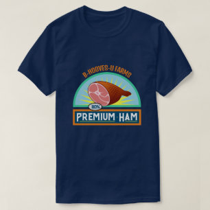 Funny Pun "Premium Ham" Navy T-Shirt