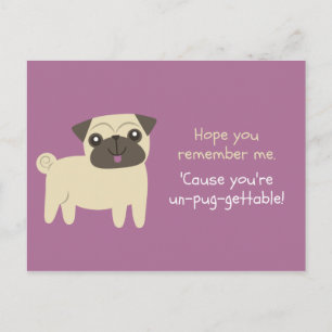 Funny Pun - Purple Pug Illustrated Postcard