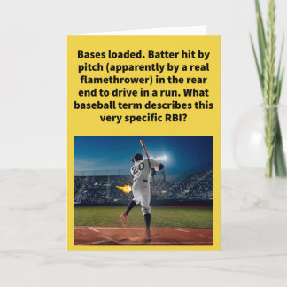 Funny Pun Run Butted In Baseball Greeting Card