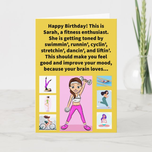 Funny Pun Sarah Tonin' Happy Birthday Card (Front)