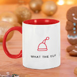 Funny Pun Simple Minimalist Holiday What the Elf Mug<br><div class="desc">Start your day with a laugh! 😂 Sip from our 'What the Elf' Mug – add your own punny twist! A cup of holiday cheer awaits! 🎄 #FunnyHolidayMug #WhatTheElf</div>