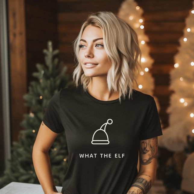 Funny Pun Simple Minimalist Holiday What the Elf  T-Shirt (Creator Uploaded)