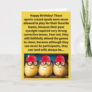 Funny Pun Spec Taters Happy Birthday Card