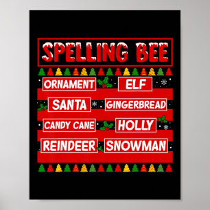 Funny Pun Spelling Bee Christmas Teacher Spelling Poster