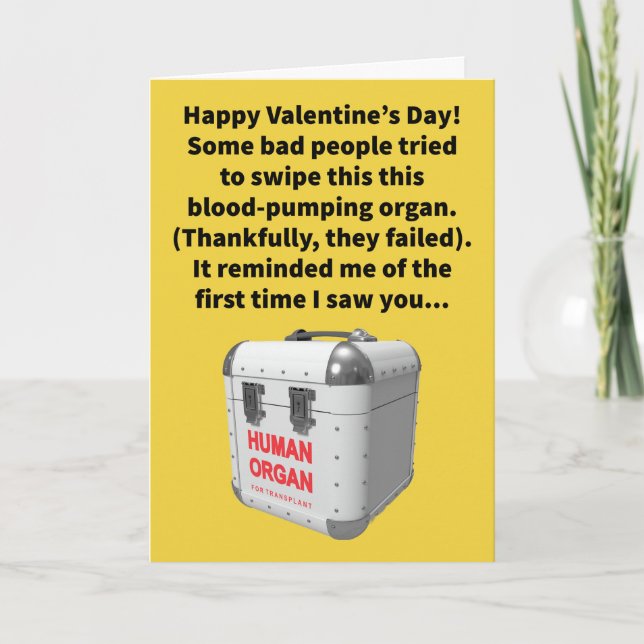 Funny Pun Stole My Heart Valentine's Day Card (Front)