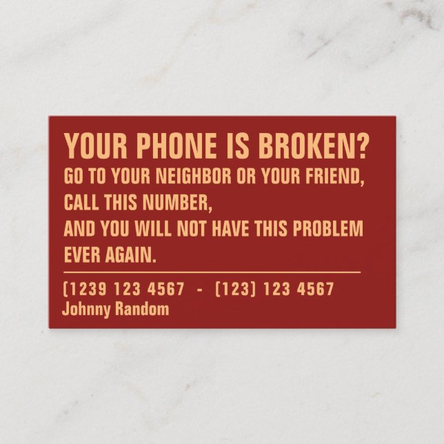 Funny pun text cover business card (Front)