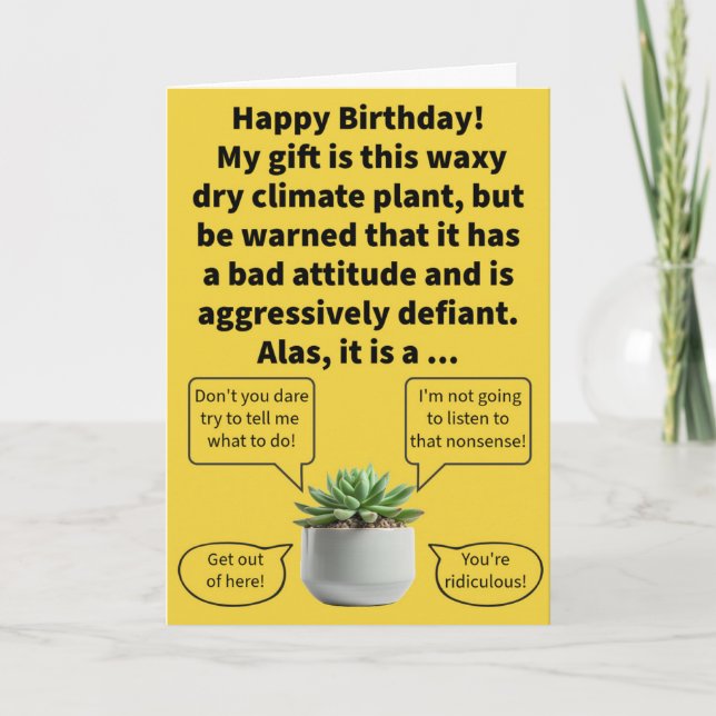 Funny Pun Truculent Succulent Happy Birthday Card (Front)