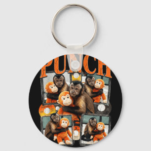 Funny punch baby monkey cute family key ring