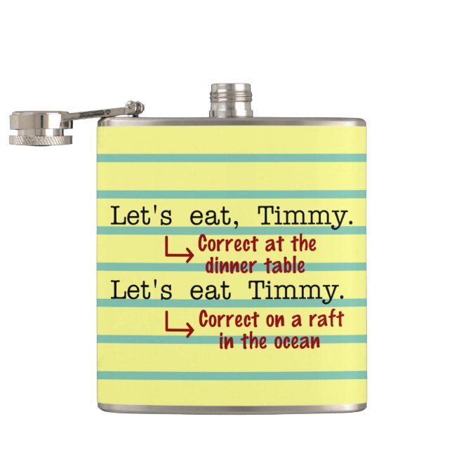 Funny Punctuation Grammar Hip Flask (Opened)