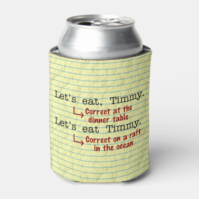 Funny Punctuation Grammar Monogrammed Can Cooler (Can Front)