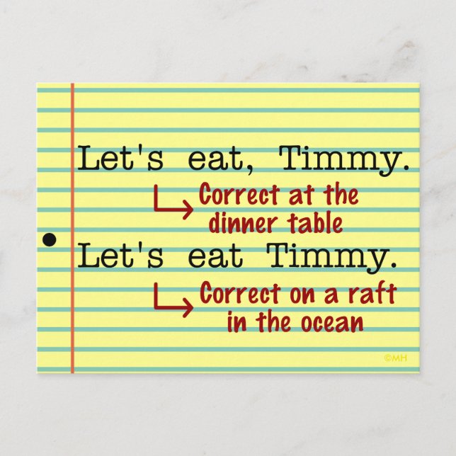 Funny Punctuation Grammar Postcard (Front)