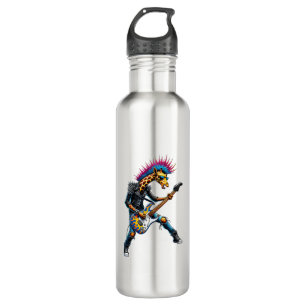 Funny Punk Giraffe, Rock'n Roll Goth Giraffe, Guit 710 Ml Water Bottle