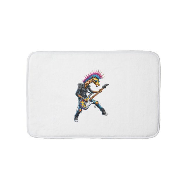 Funny Punk Giraffe, Rock'n Roll Goth Giraffe, Guit Bath Mat (Front)