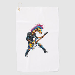 Funny Punk Giraffe, Rock'n Roll Goth Giraffe, Guit Golf Towel