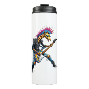 Funny Punk Giraffe, Rock'n Roll Goth Giraffe, Guit Thermal Tumbler