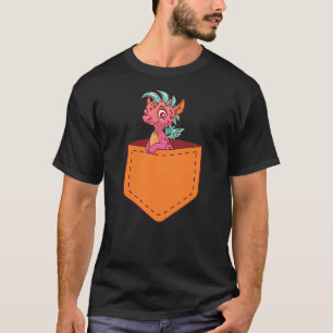 Funny Punk Pink Dragon In Pocket Cool Cartoon For  T-Shirt
