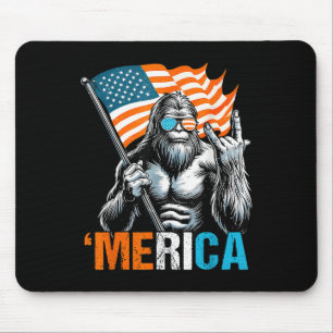 Funny Punk Rock Sasquatch Bigfoot Us Flag Merica 4 Mouse Mat