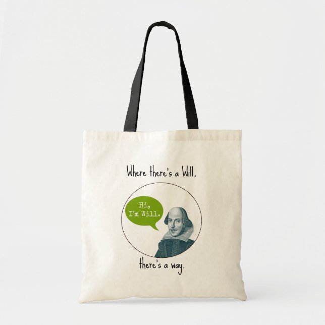 Funny Punny Motivational William Shakespeare Bag (Front)
