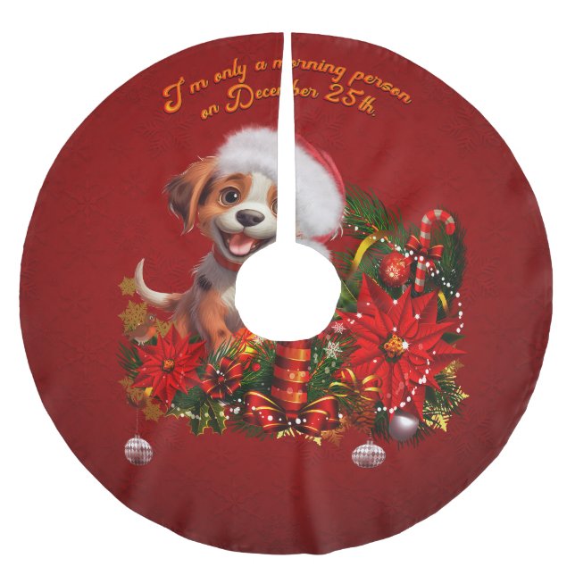Funny puppy  brushed polyester tree skirt (Front)