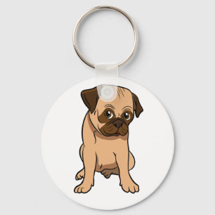 Funny Puppy Cartoon Dog Lover Rescue Mum Cute Pug  Key Ring