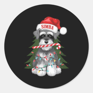 Funny Puppy Dog Christmas Holiday With Candy Cane Classic Round Sticker