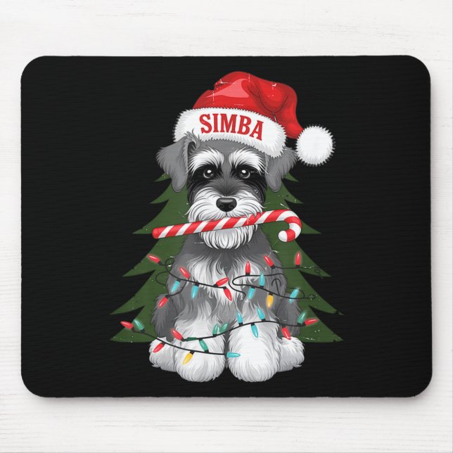 Funny Puppy Dog Christmas Holiday With Candy Cane  Mouse Mat (Front)