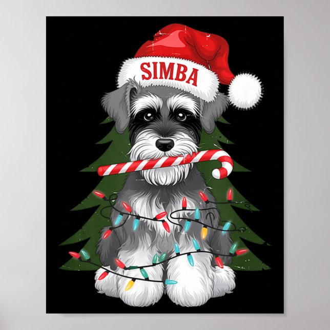 Funny Puppy Dog Christmas Holiday With Candy Cane  Poster (Front)