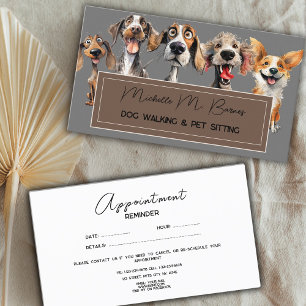 Funny Puppy Dog Walker Groomer Pet Care  Appointment Card
