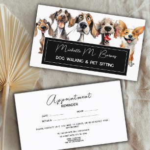 Funny Puppy Dog Walker Groomer Pet Sitter White  Appointment Card