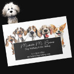 Funny Puppy Dog Walker Sitter Black White  Magnetic Business Card<br><div class="desc">Imagine it: You work as a committed dog walker or sitter, always prioritising the well-being of every pet in your care. You aim to make a memorable impact on your clients, and what better approach than with a distinctive business card that captures attention? This black and white magnet presents a...</div>