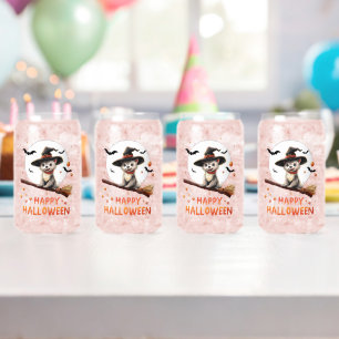 Funny Puppy Dog Witch Candy Spooky Ghost Halloween Can Glass